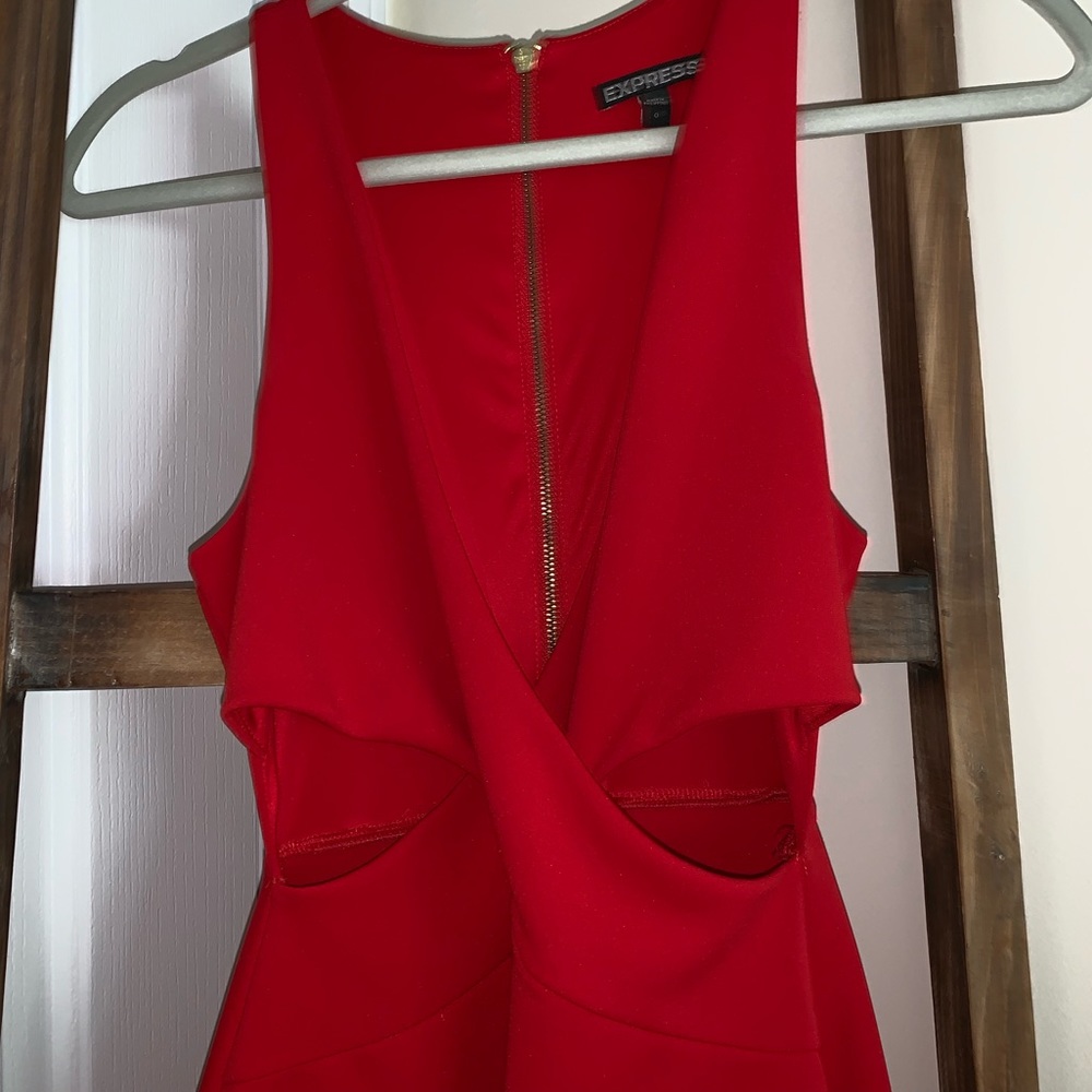 Red Cut-Out Fit and Flare Dress